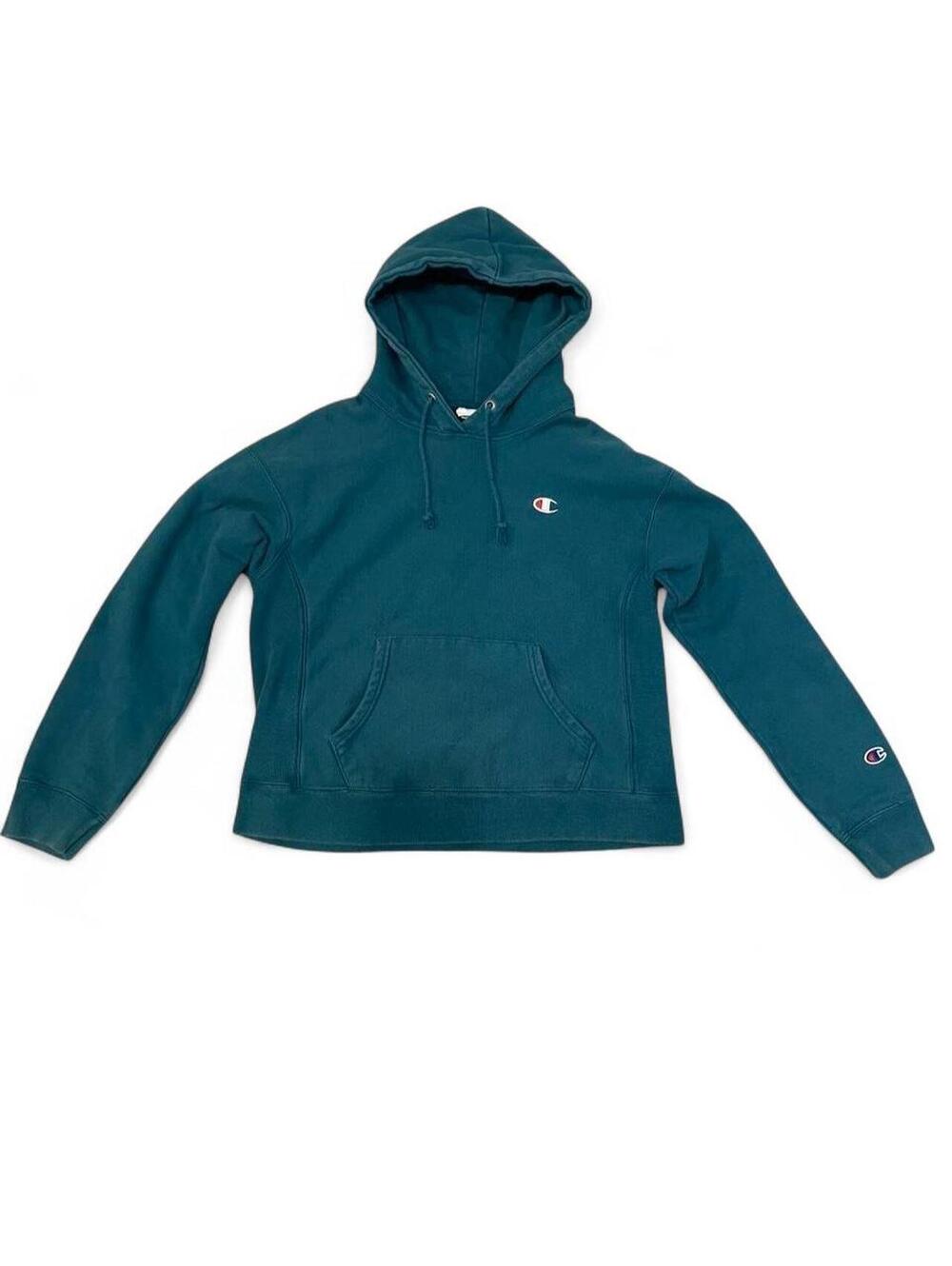 Champion Reverse Weave Hoodie in solid teal, size M
